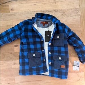 7 For All Mankind Blue and Black Checkered Jacket